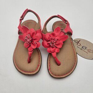 BOC Kids Born Concept Girls Pink Leather Flower Thong Back Strap Sandal Sz 8 NEW